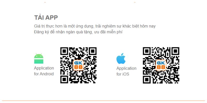 Có thể lựa chọn tải app thông qua link APK hoặc mã QR