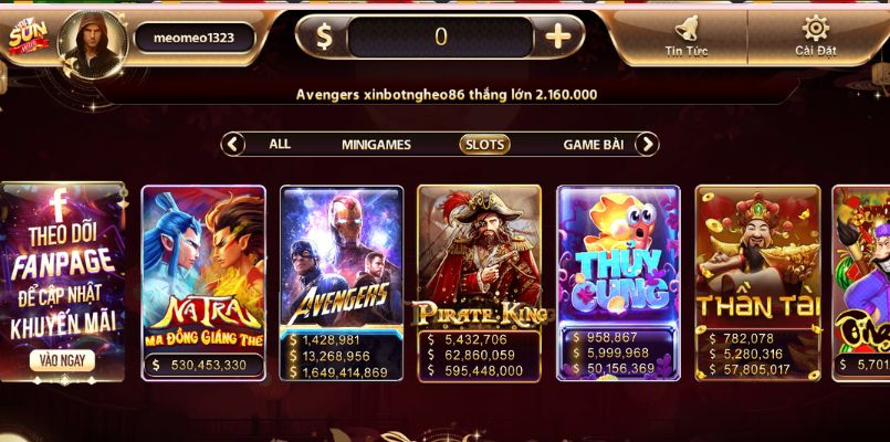 Sảnh game nổ hũ Sunwin mang đến không gian đầy thú vị